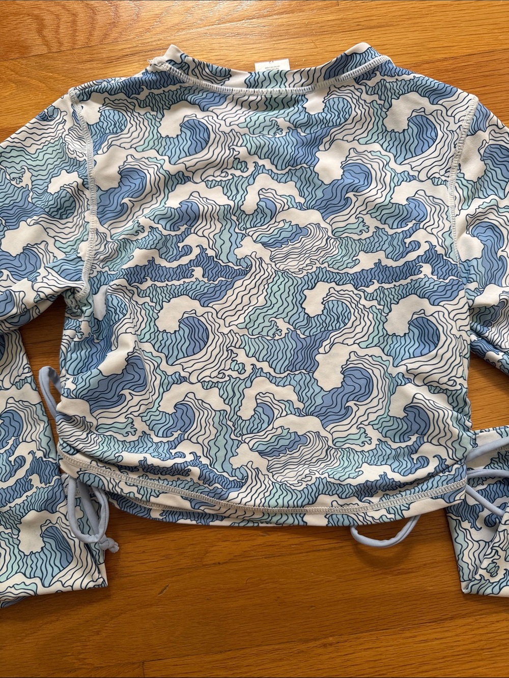 Ruffle Butts Blue/White Waves Rash Guard w/ UV Protection 🌊 | Size 12 - Picture 3 of 4